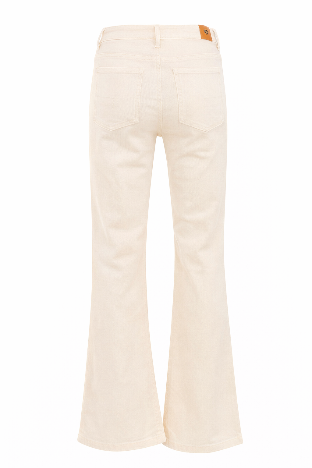 achterkant van de pearl ivory semi wide leg jeans van dnm pure