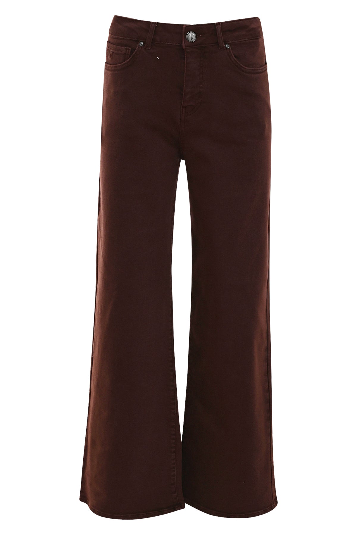 roodbruine wide leg jeans francis met zakken en knoopsluiting